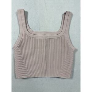 CUTS Clothing Ribbed Crop Tank Top Medium Lavendar Gray Nylon Sleeveless NWOT
